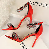 BIGTREE Shoes Open Toe Rhinestones Sandals Women 2022 New Designer Sexy High Heels Sandals Female Shoes Summer Heeled Sandals