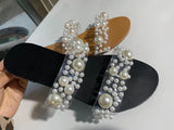 kamames ZAR 2022 Summer New Women's Shoes With Girly Beach Shoes Casual Flat Pearl Slippers For Women's Outer Wear Luxury Plus Size 43