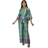 Women's Two Piece Pants 2 Piece Set African Dashiki Fashion Top And Pants Suits Trousers Party Lady Matching Sets Outfits Tracksuit Women's Clothing 220912