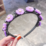 2021 New Girls Cute Flower Double Bangs Hairstyle Braided Hairbands Kids Sweet Hair Ornament Headband Fashion Hair Accessories