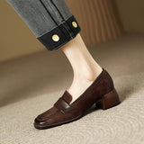 kamames Style Small Leather Shoes Female Retro Square Head Single Shoes With Thick Heels New Soft Leather Frosted Love Shoes In Spring And Autumn