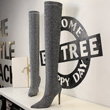 BIGTREE Shoes Women Boots Elastic Sexy Over-the-Knee Boots Women High Heel Boots Winter Female Long Boots Stiletto Heels 11.5 Cm