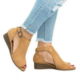 kamames Size 43 Shoes Women Summer Fashion Fish Flat Wedge Women's Sandals Buckle Closed Toe Roman Women's Sandles Sandalias Mujer