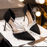 kamames kamames High Heels Women Minority Temperament Work Shoes 2024 Summer New Water Diamond Pointed Thin Heel High Heel Single Shoes Women
