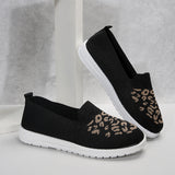 kamames Head, Low Heel, Flying Mesh Single Shoes, Women's Breathable Color Leopard Print Flat Soles Shoes