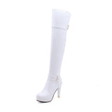 kamames Sgesvier 2021 Black High Heels Over The Knee Boots Women Platform Thigh High Boots Autumn Winter Long Boots Shoes Sexy White