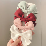 4Pcs/set Solid Colors Cotton Hair Bows With Clip For Cute Girls Hair Clips Handmade Hairpins Barrettes Kids Hair Accessories