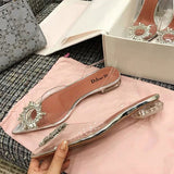 Summer high-heel transparent sandals female 2021 new i wild fairy style stiletto princess crystal shoes