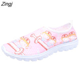 kamames Cartoon Nurse Doctor Print Women Sneakers Slip on Light Mesh Shoes Summer Breathable Flats Shoes Zapatos Planos