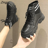 kamames Bottom Chunky Sneakers New Warm Plush Winter Boots for Women Shoes Woman Lace Up Zipper Autumn Fur Ankle Boots