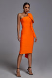 kamames Abbey Orange One Shoulder Bandage Dress