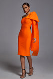 kamames Abbey Orange One Shoulder Bandage Dress