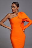 kamames Abbey Orange One Shoulder Bandage Dress