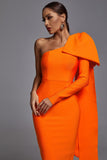 kamames Abbey Orange One Shoulder Bandage Dress