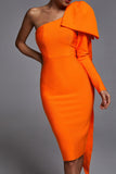 kamames Abbey Orange One Shoulder Bandage Dress