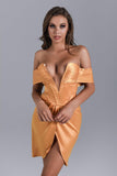 kamames Alexa Off Shoulder Corset Mini Dress - Yellow