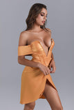 kamames Alexa Off Shoulder Corset Mini Dress - Yellow