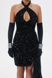 kamames Audrey Halter Sequins Dress