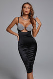 kamames Cut out Diamante Bodycon Dress - Black