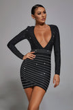 kamames Caroline Crystal Deep V Dress