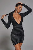 kamames Caroline Crystal Deep V Dress