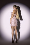 kamames Lalia Pink Sequin Feather Mini Dress