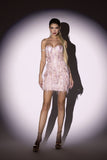 kamames Lalia Pink Sequin Feather Mini Dress