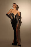 kamames Porsha Diamonate Strapless Maxi Bandage Dress