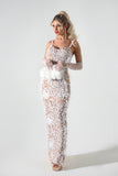 kamames Wenda Feather Sequin Maxi Dress