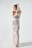 kamames Wenda Feather Sequin Maxi Dress