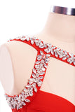 kamames Rhinestone One Shoulder Bandage Cocktail Dress - Red