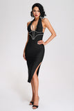 Kamames Rosie Diamante Halter Midi Bandage Dress