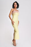 Kamames Melissa Strapless Feather Midi Bandage Dress