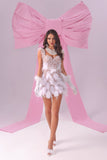 kamames Deloris Pearl Feather Mini Dress