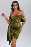 Kamames Elasa Velvet Corset Mini Dress - Green