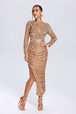 Kamames Elspeth Cutout Ruched Sequin Dress