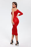 kamames Ethel Sequins One Shoulder Midi Dress