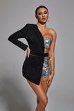 kamames One Sleeve Blazer Romper - Silver