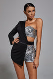 kamames One Sleeve Blazer Romper - Silver