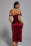 Kamames Fantasia Off Shoulder Dress In Wine