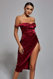 Kamames Fantasia Off Shoulder Dress In Wine