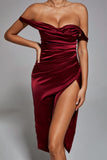 Kamames Fantasia Off Shoulder Dress In Wine