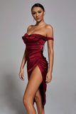 Kamames Fantasia Off Shoulder Dress In Wine