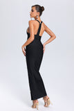 kamames Giacinta Halter Bandage Maxi Dress - Black