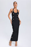 kamames Giacinta Halter Bandage Maxi Dress - Black