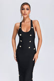 kamames Giacinta Halter Bandage Maxi Dress - Black