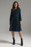 kamames Gloria Lapel Plaid Dress