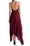 Kamames New Women Sexy Party Dress Spaghetti Strap V-neck Sleeveless Chiffon High Slit Irregular Mid Long Dress Vestidos