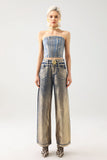 kamames Haka Metallic Denim Tube Top