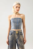 kamames Haka Metallic Denim Tube Top